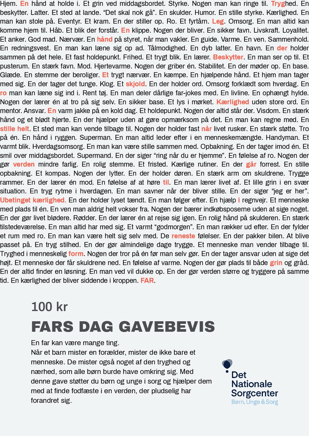 Fars dag bevis m. tekst, donation 100 kr.